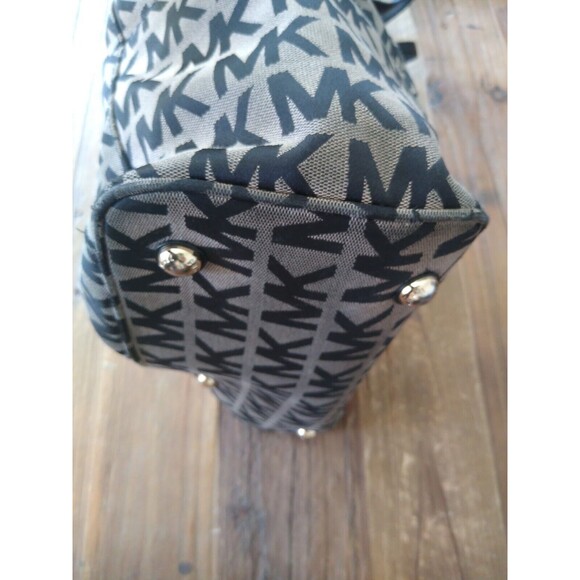 Michael Kors Large Black Signature LOGO Jet Set Shoulder Tote Soho Designer 90s - Picture 4 of 6